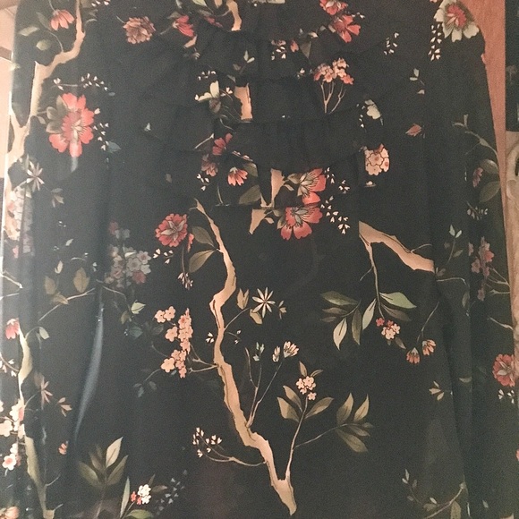 Nanette Lepore Sheer Boho Ruffle Floral Blouse - Picture 5 of 5